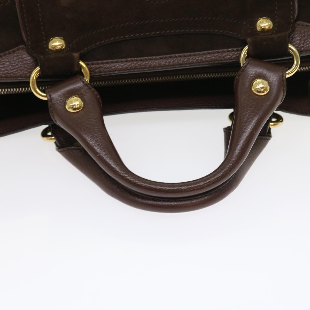 CELINE Hand Bag Suede Leather Brown Auth 56762