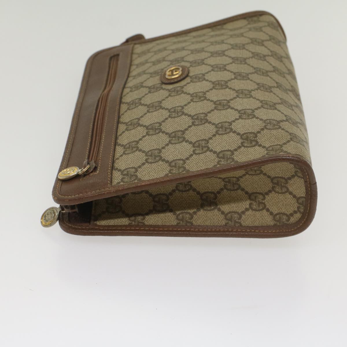 GUCCI GG Supreme Clutch Bag PVC Leather Beige 014 122 6063 Auth 56780