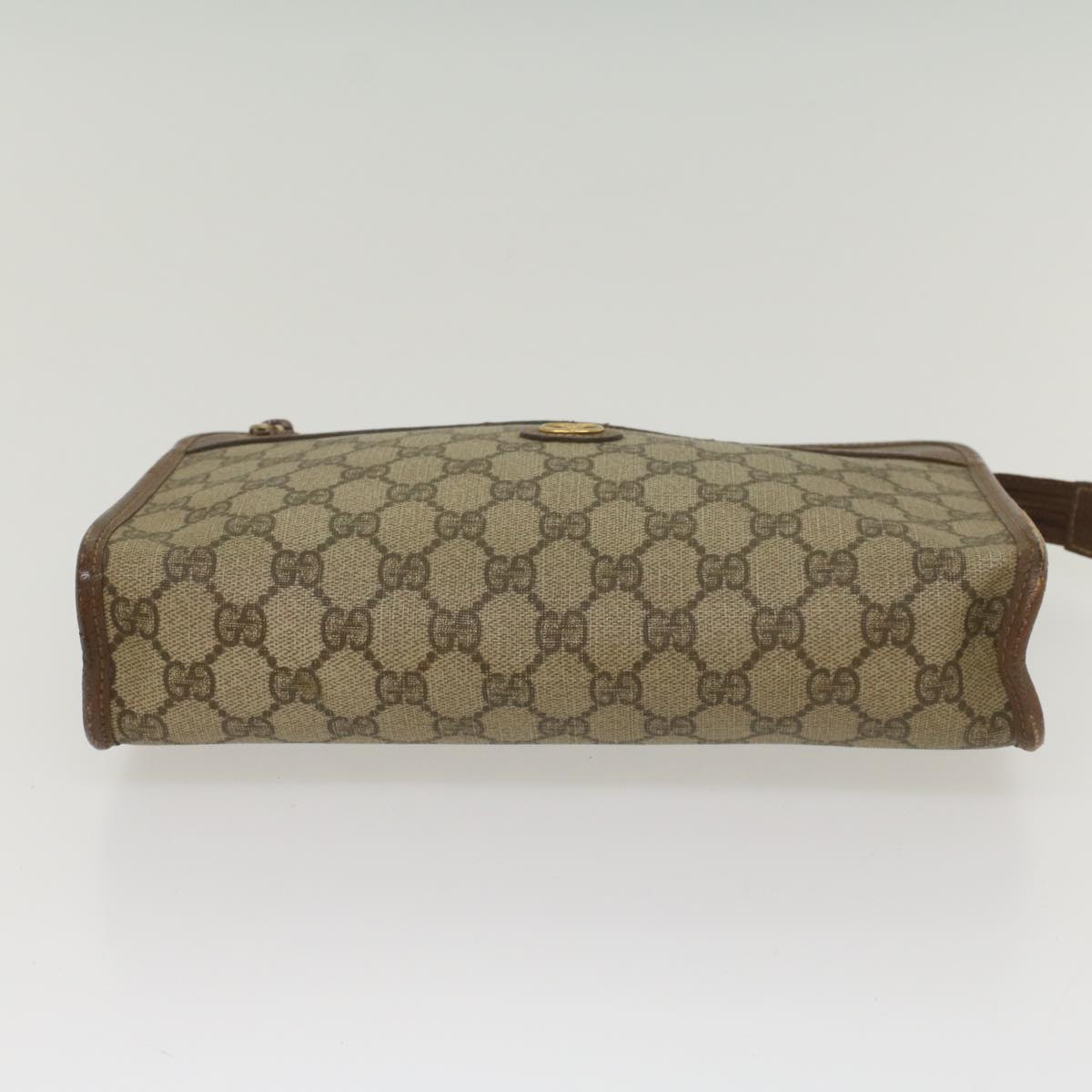 GUCCI GG Supreme Clutch Bag PVC Leather Beige 014 122 6063 Auth 56780