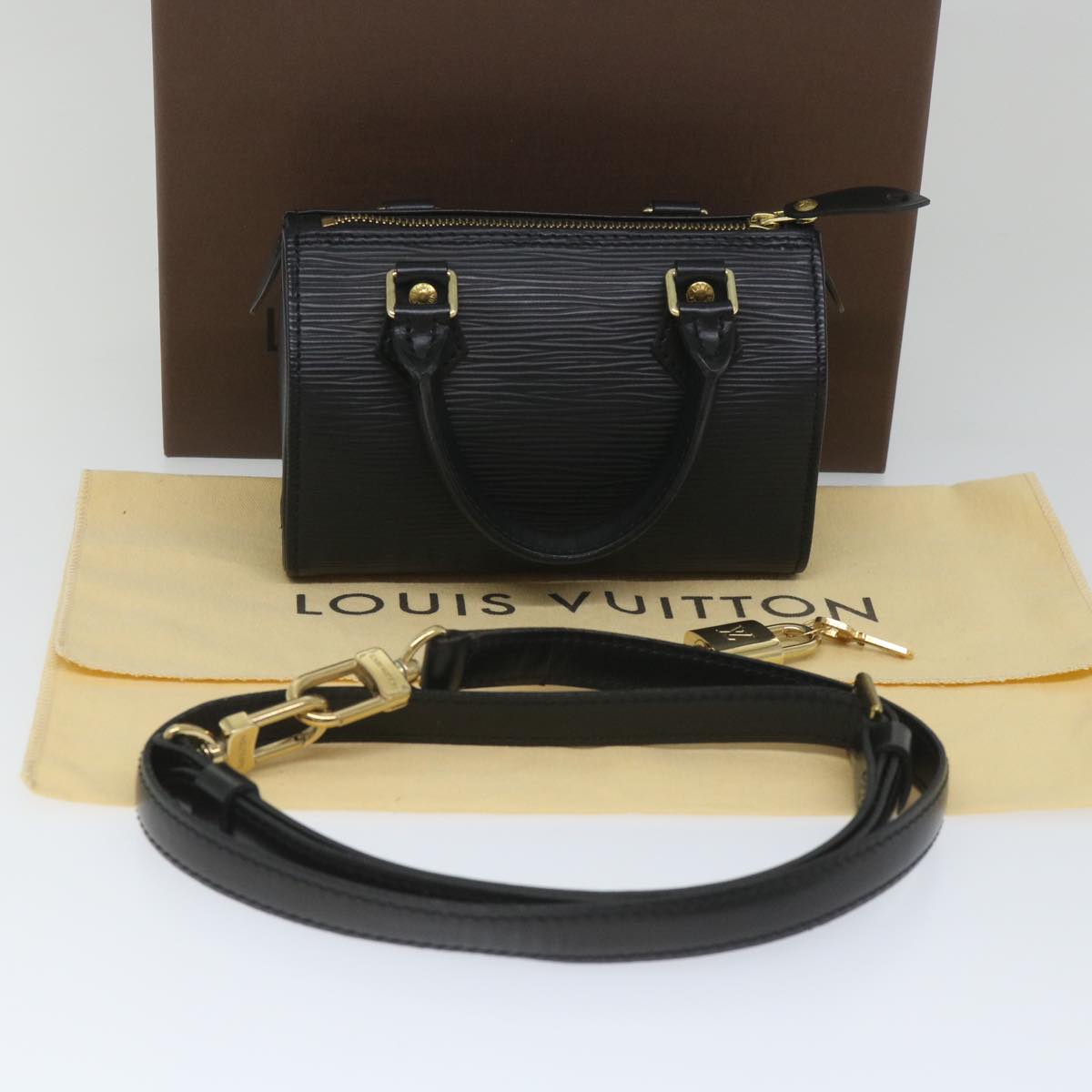 LOUIS VUITTON Epi Mini Speedy Hand Bag 2way SPO Black LV Auth 56796A