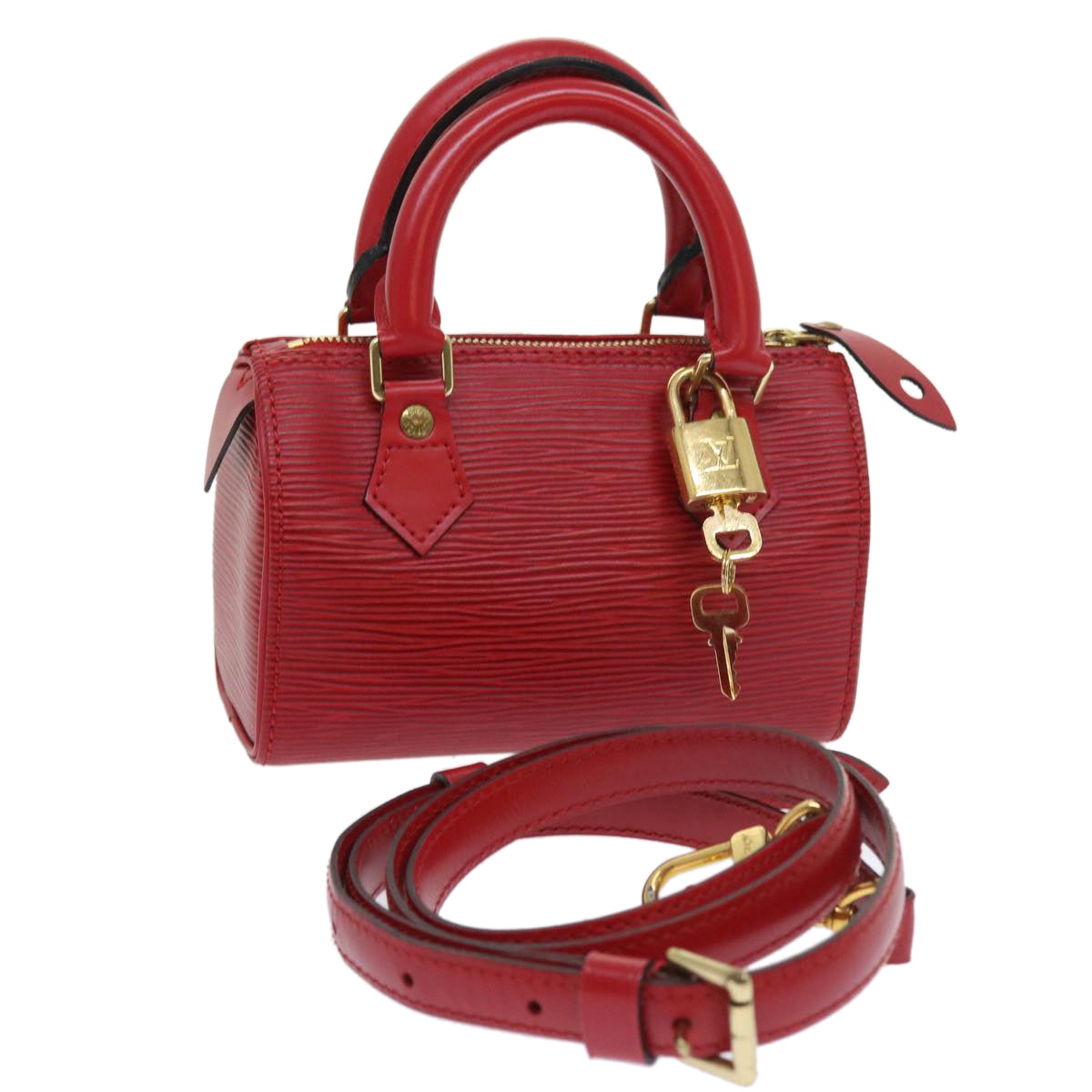 LOUIS VUITTON Epi Mini Speedy Hand Bag SPO 2way Red LV Auth 56797A