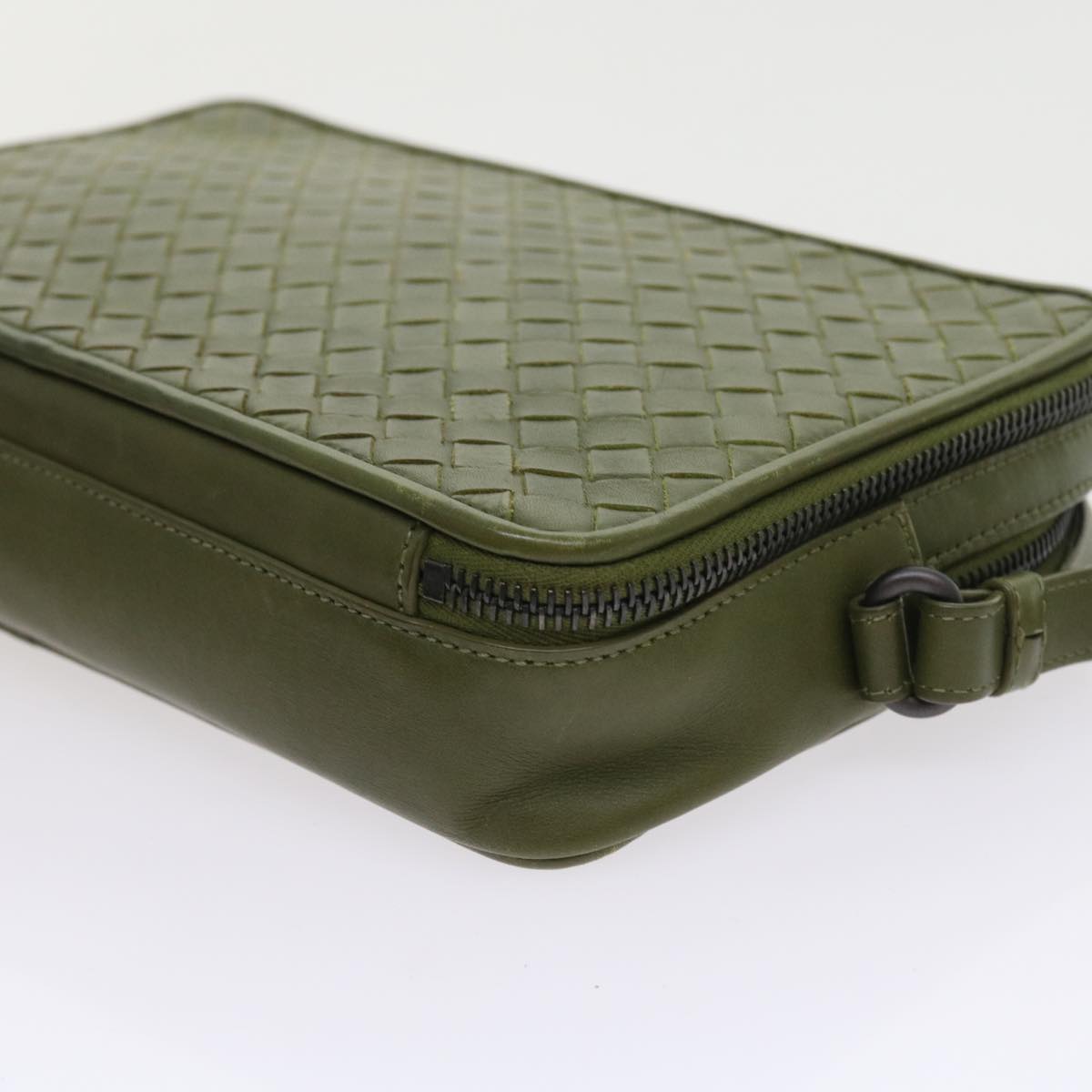 BOTTEGAVENETA INTRECCIATO Clutch Bag Leather Green Auth 56877