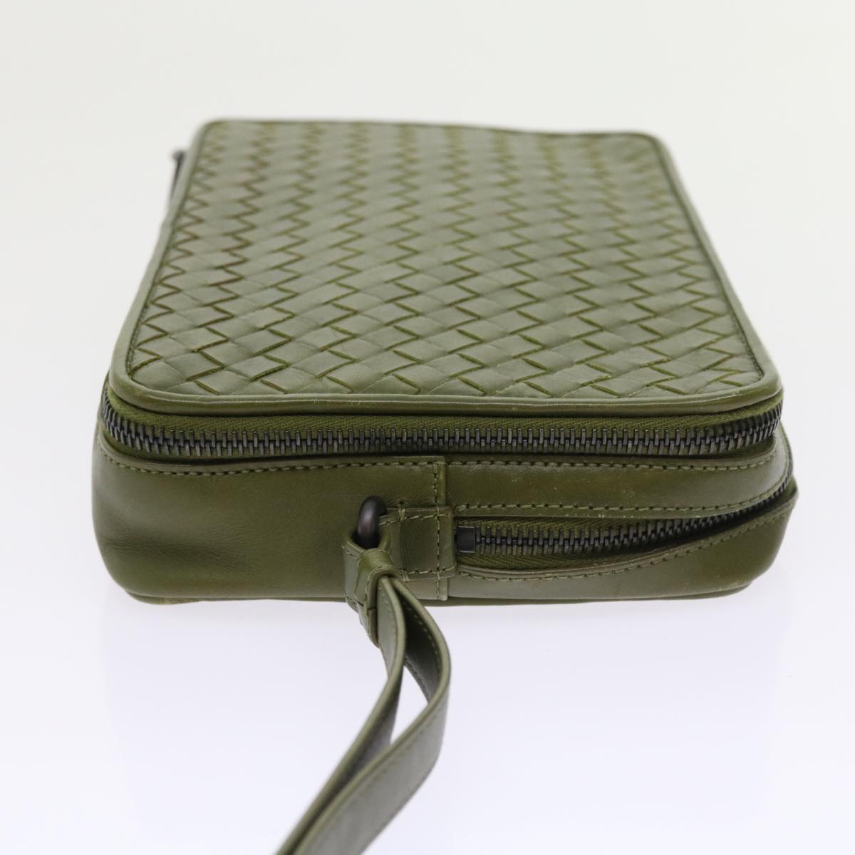 BOTTEGAVENETA INTRECCIATO Clutch Bag Leather Green Auth 56877