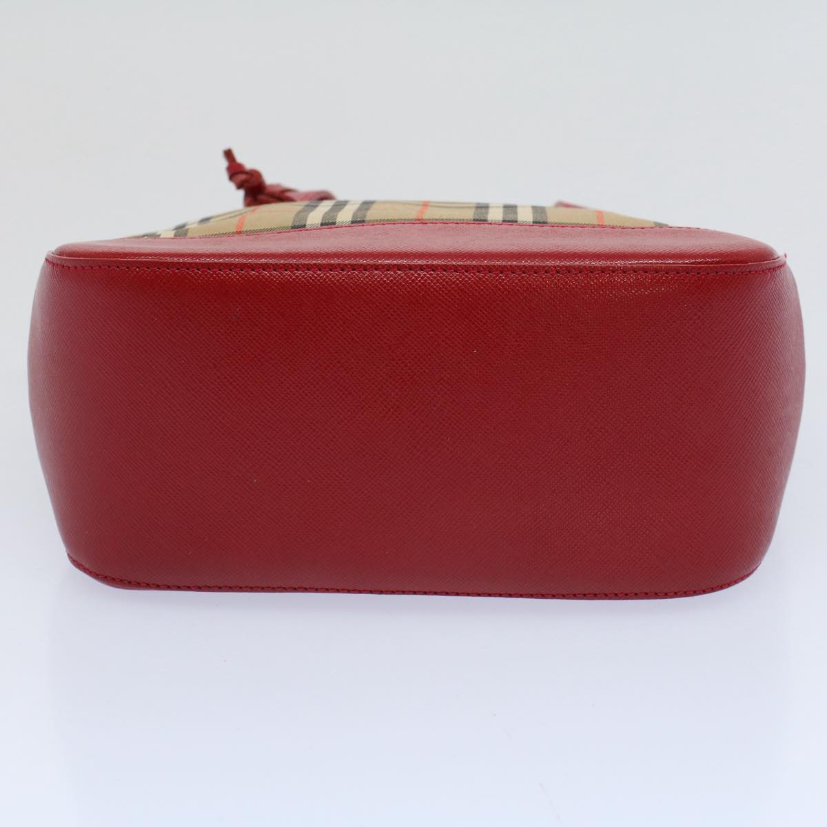 BURBERRY Nova Check Hand Bag Nylon Canvas Beige Red Auth 56928