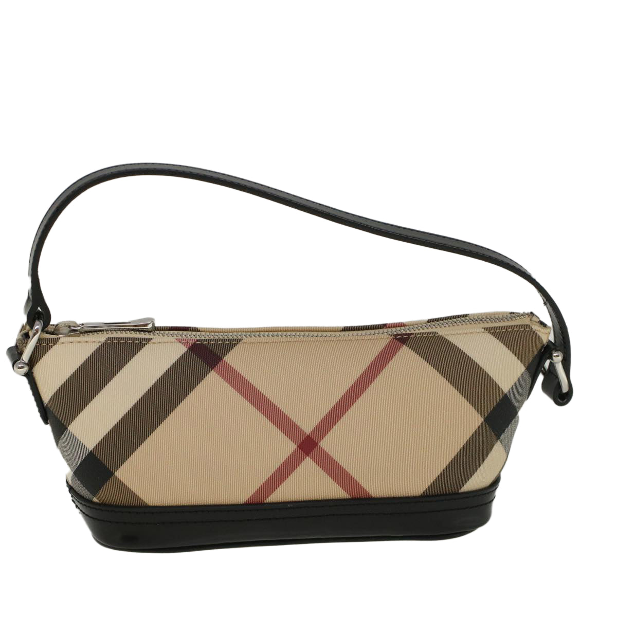 BURBERRY Nova Check Hand Bag PVC Leather Beige Auth 56929