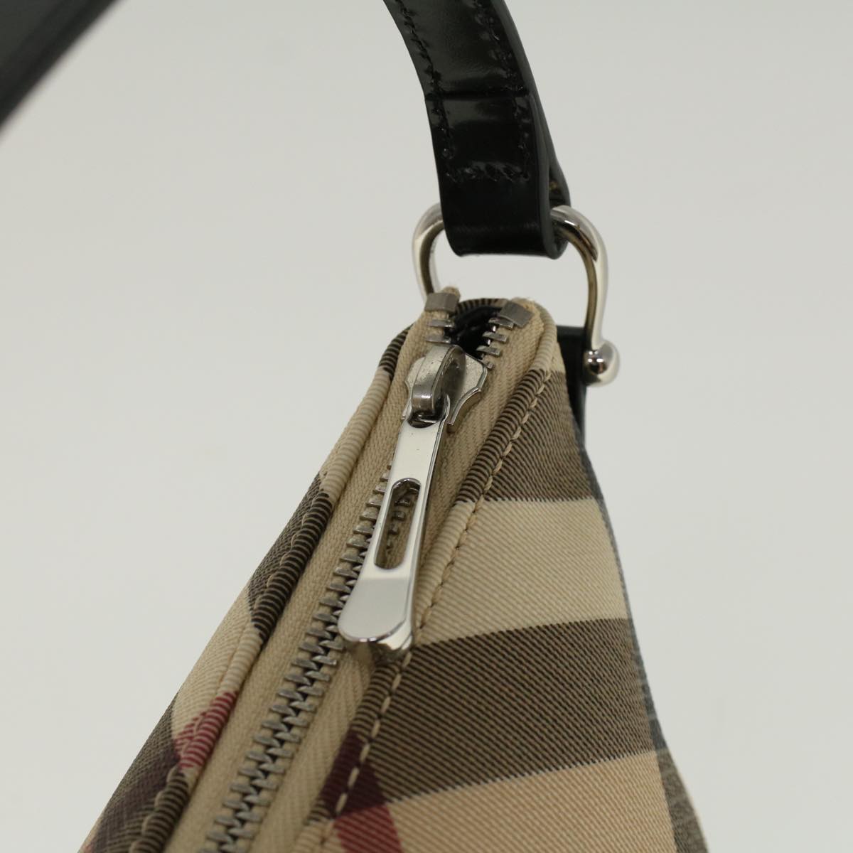 BURBERRY Nova Check Hand Bag PVC Leather Beige Auth 56929