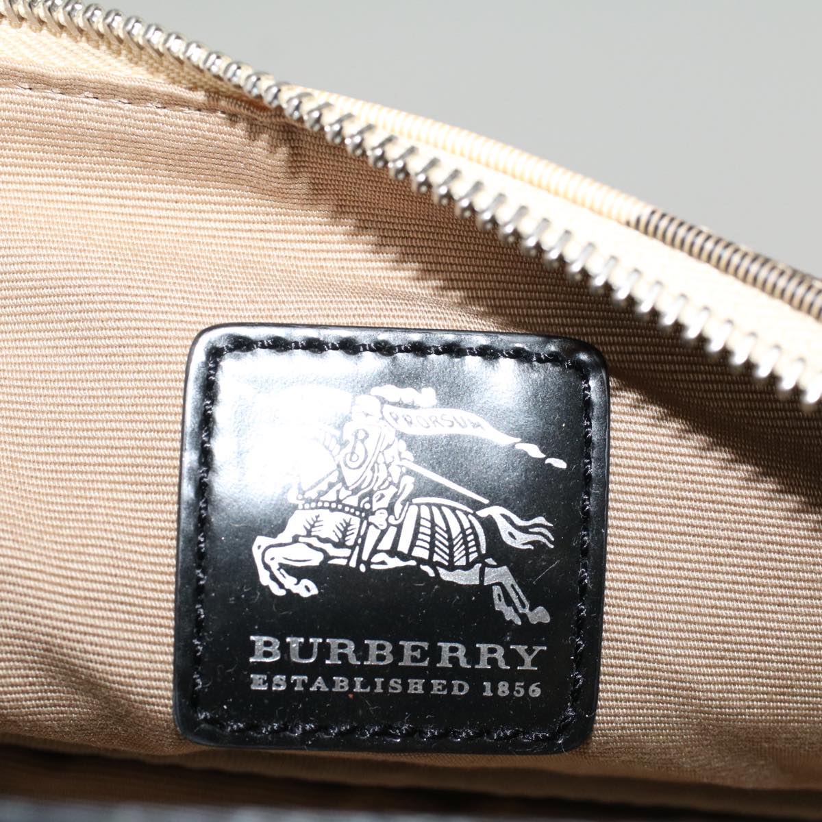 BURBERRY Nova Check Hand Bag PVC Leather Beige Auth 56929