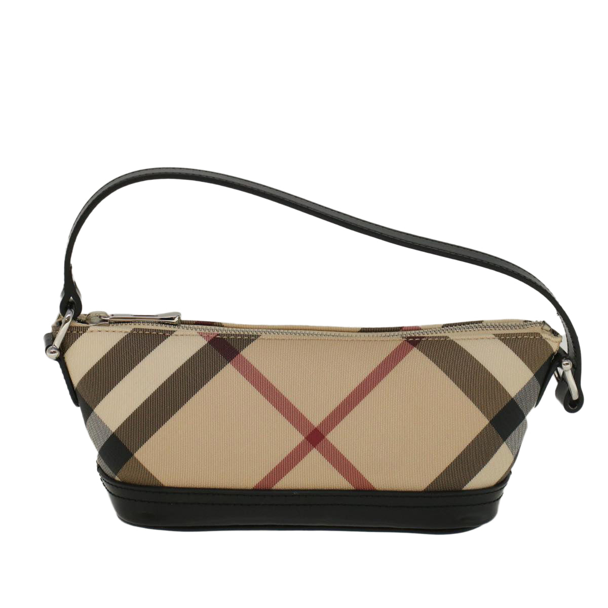 BURBERRY Nova Check Hand Bag PVC Leather Beige Auth 56929