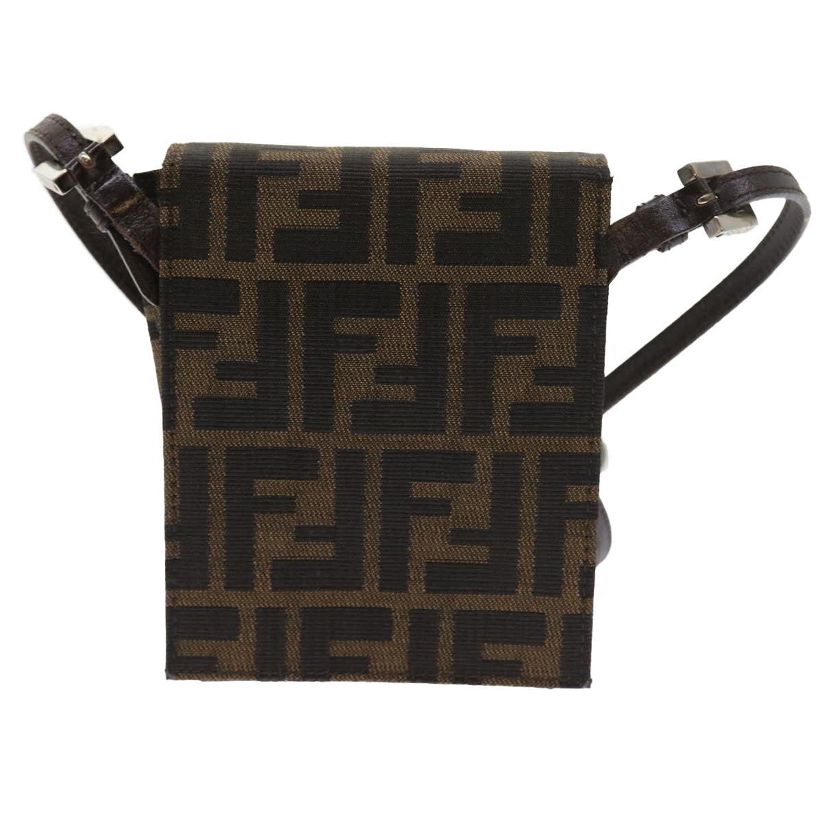 FENDI Zucca Canvas Mamma Baguette Shoulder Bag Black Brown Auth 56931