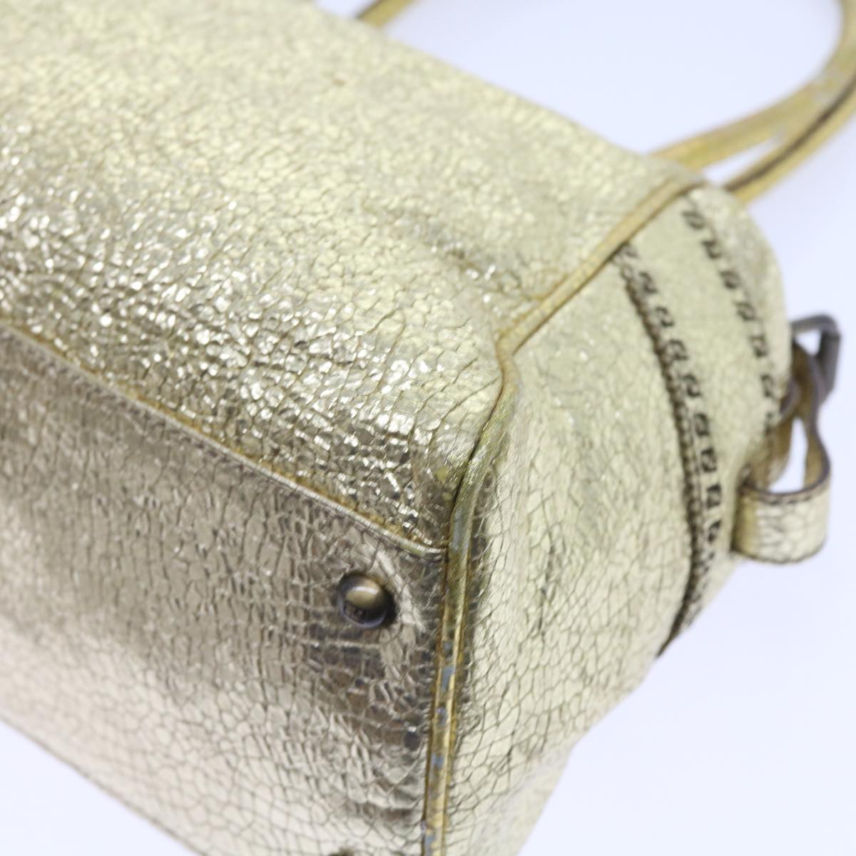 FENDI Tote Bag Leather Gold Auth 57038