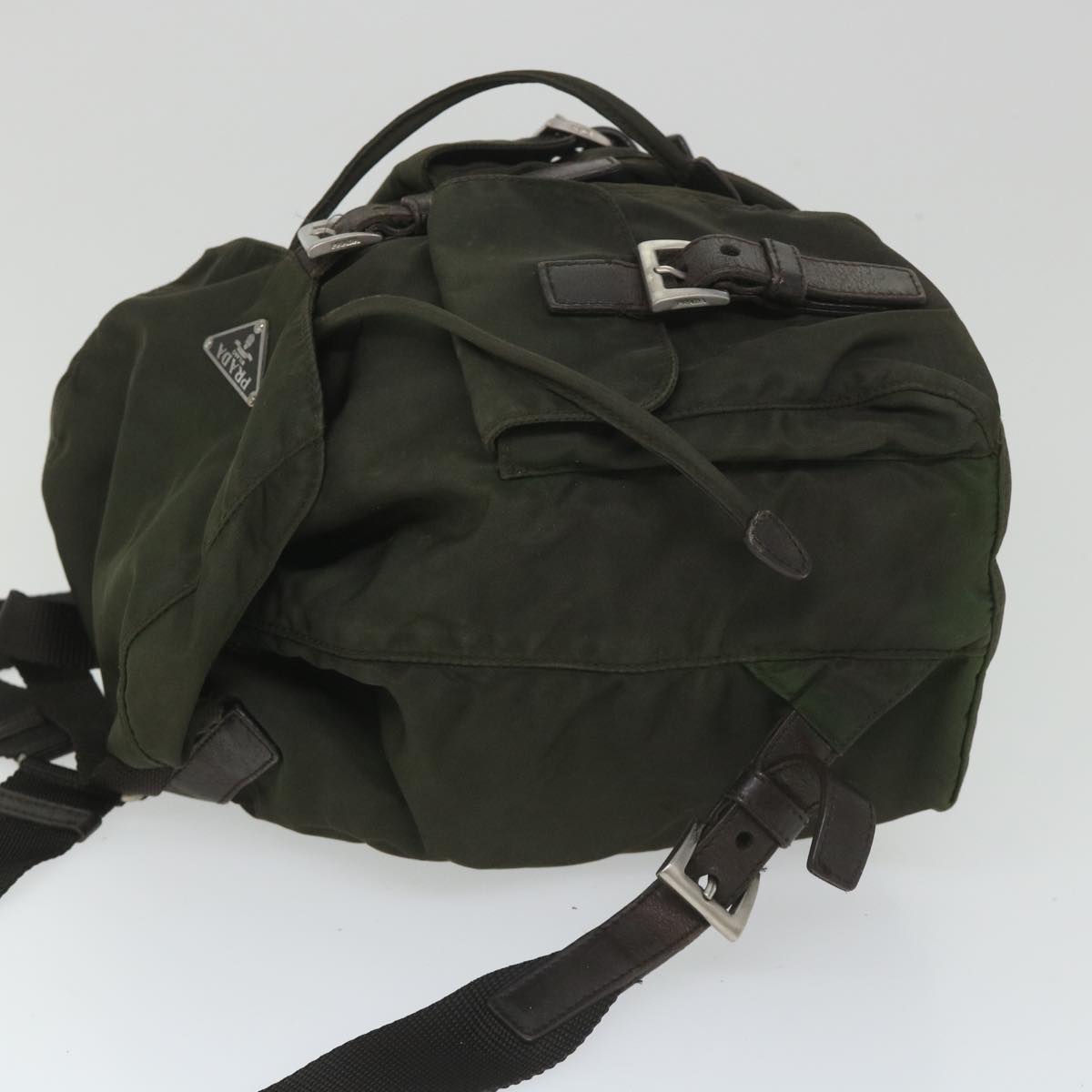 PRADA Backpack Nylon Khaki Auth 57050