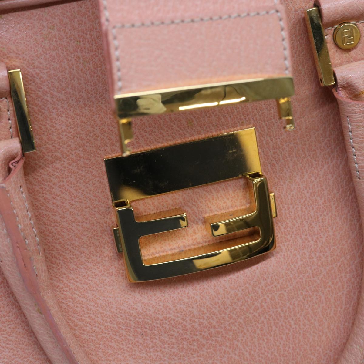 FENDI Mamma Baguette Hand Bag Leather Pink Auth 57058