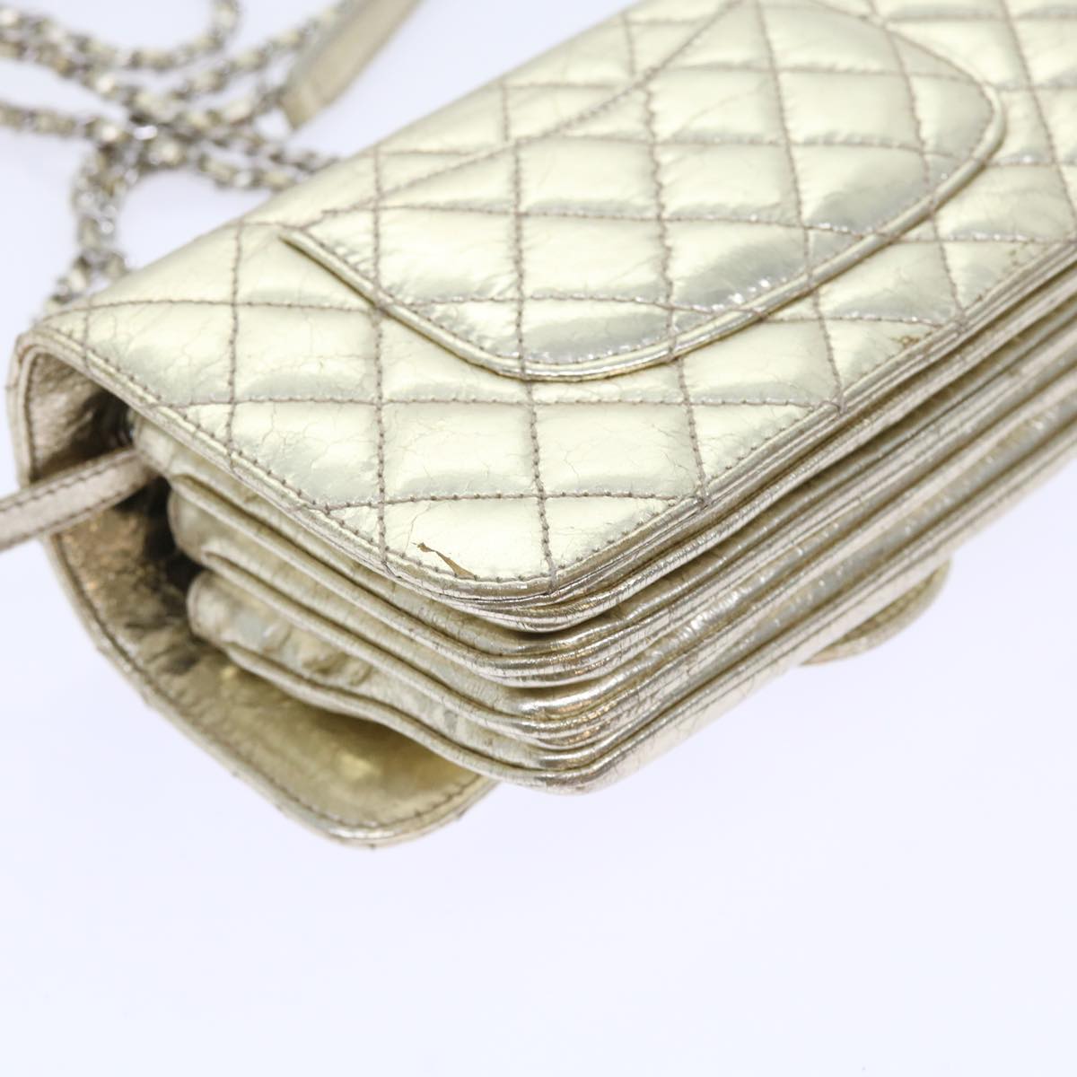 CHANEL Matelasse Chain Shoulder Bag Leather Gold CC Auth 57068A