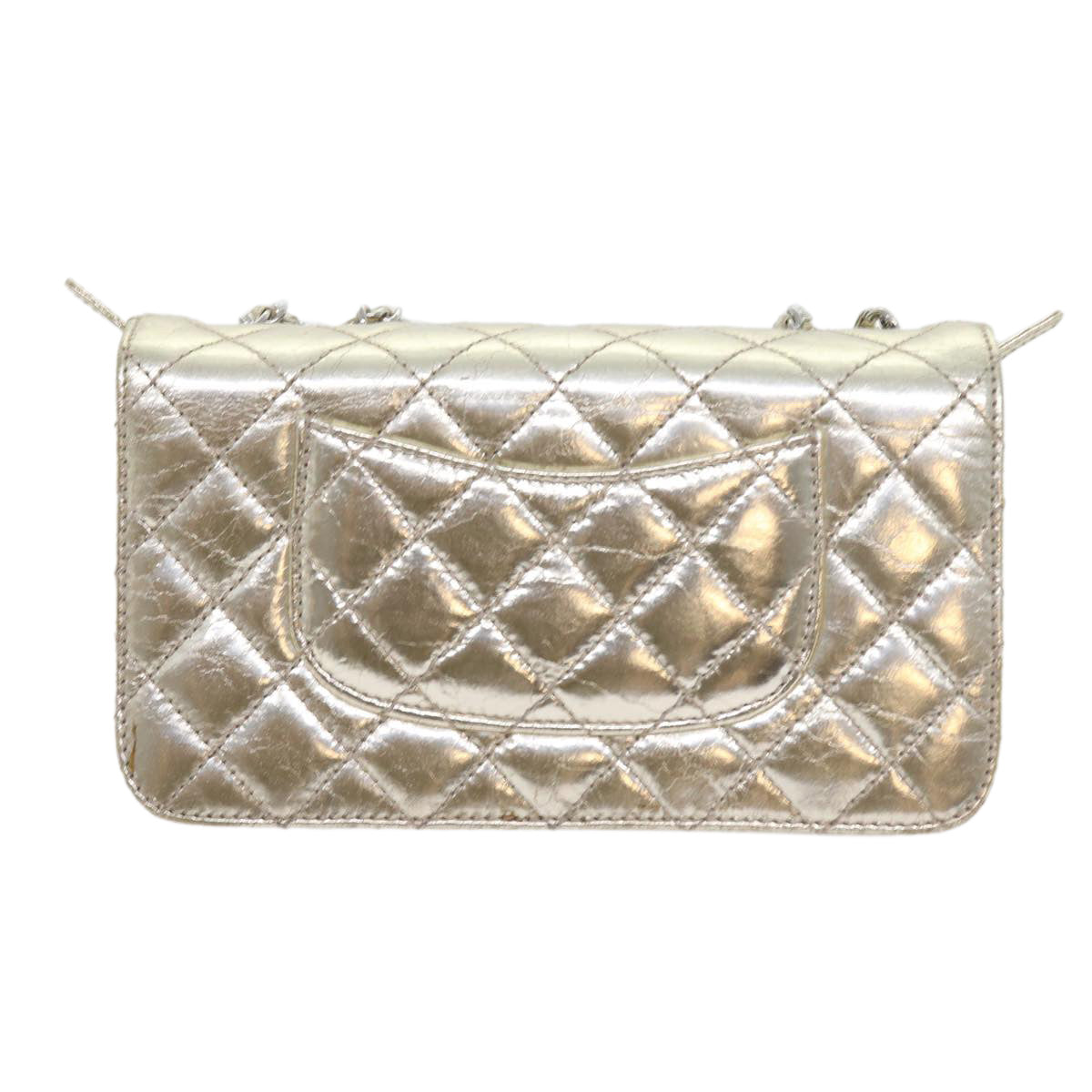 CHANEL Matelasse Chain Shoulder Bag Leather Gold CC Auth 57068A