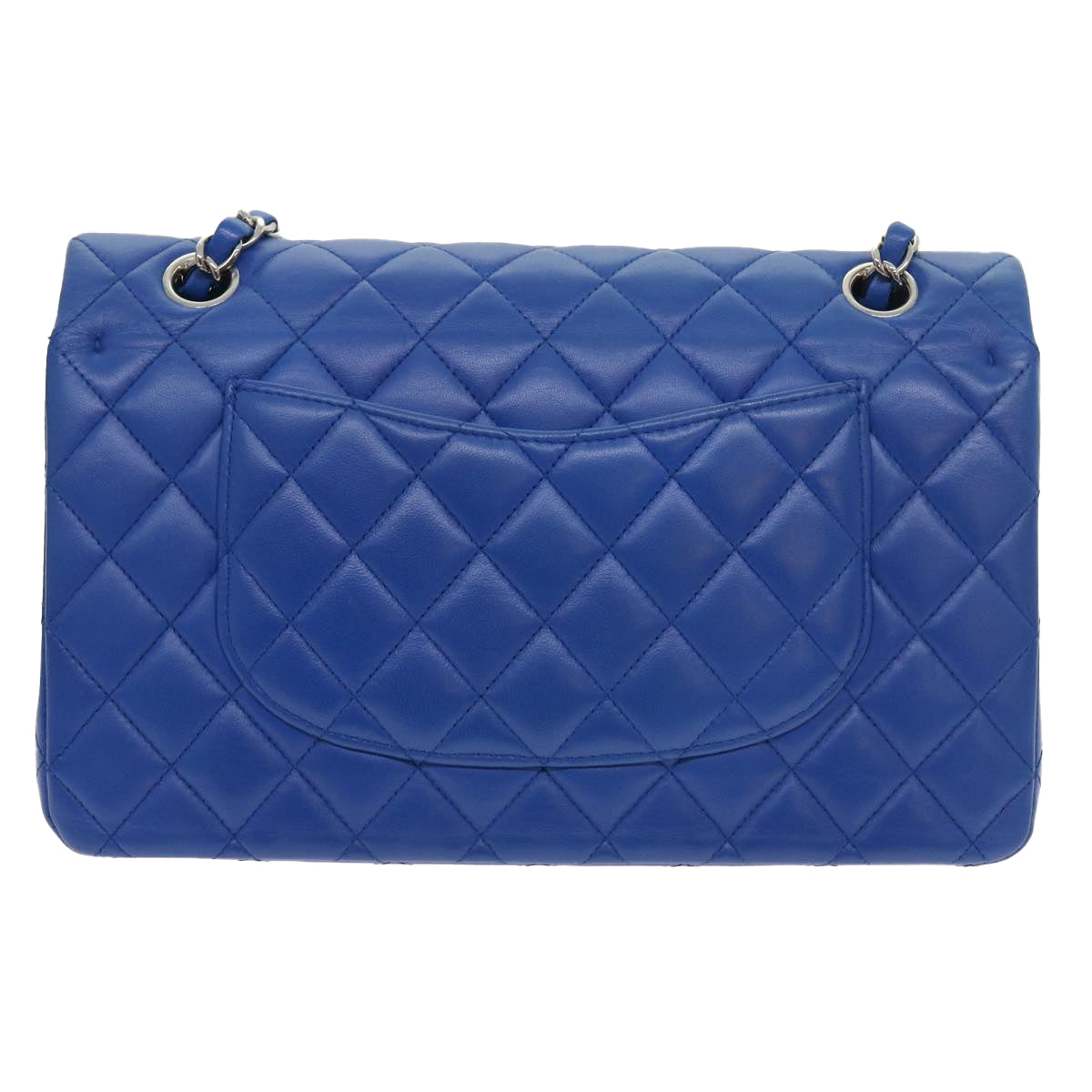 CHANEL Matelasse Chain Shoulder Bag Lamb Skin Blue CC Auth 57070A