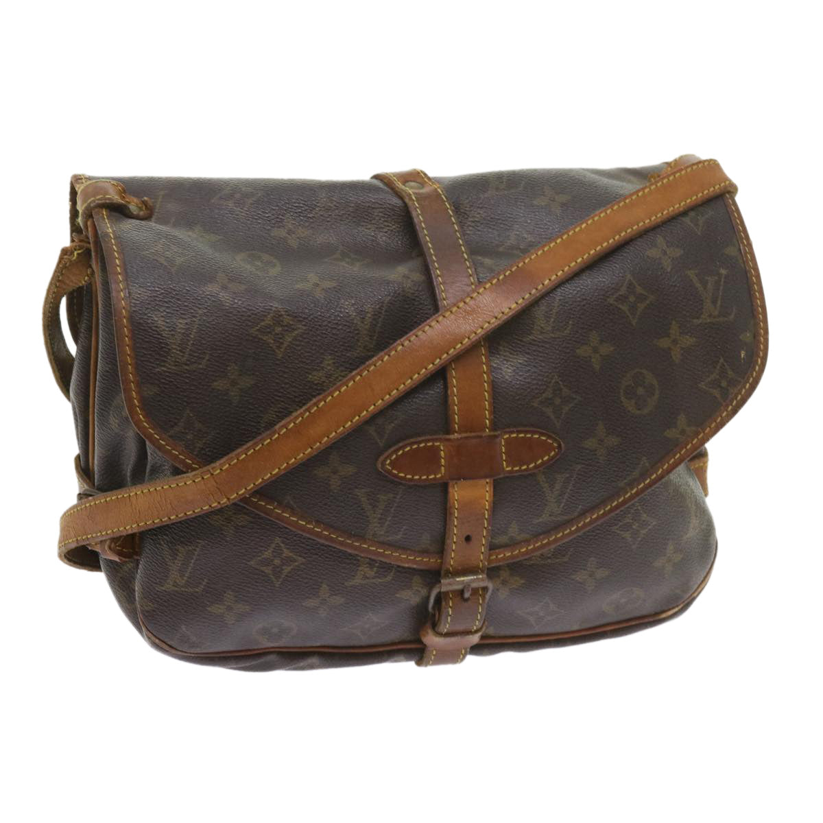 LOUIS VUITTON Monogram Saumur 30 Shoulder Bag M42256 LV Auth 57145