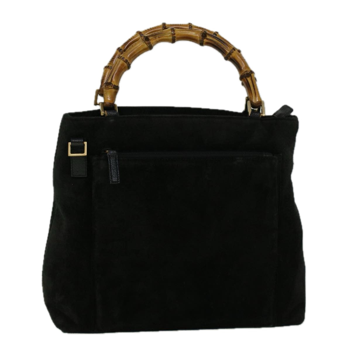 GUCCI Bamboo Hand Bag Suede Black 002 2058 0508 0 Auth 57181