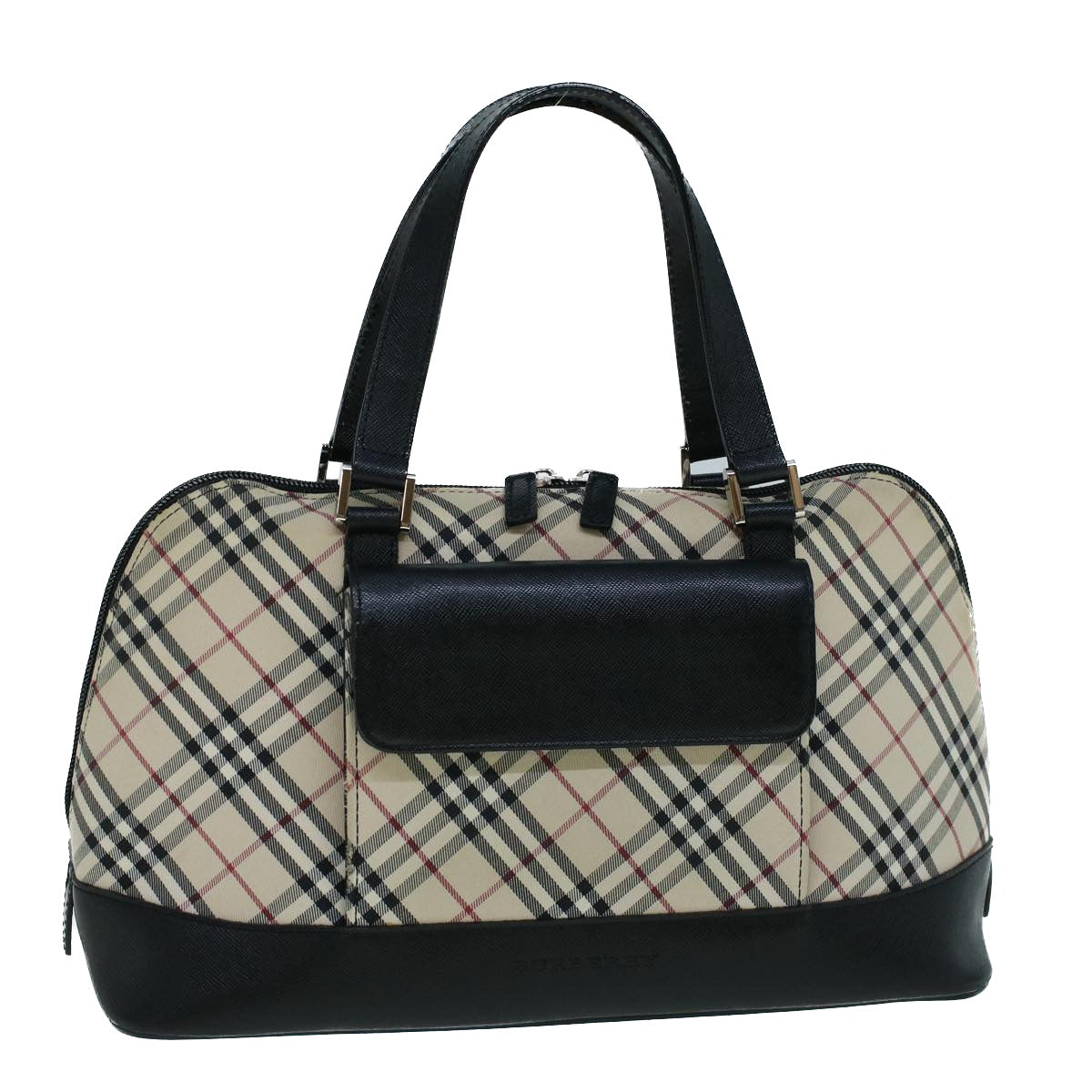 BURBERRY Nova Check Hand Bag Nylon Leather Beige Auth 57182