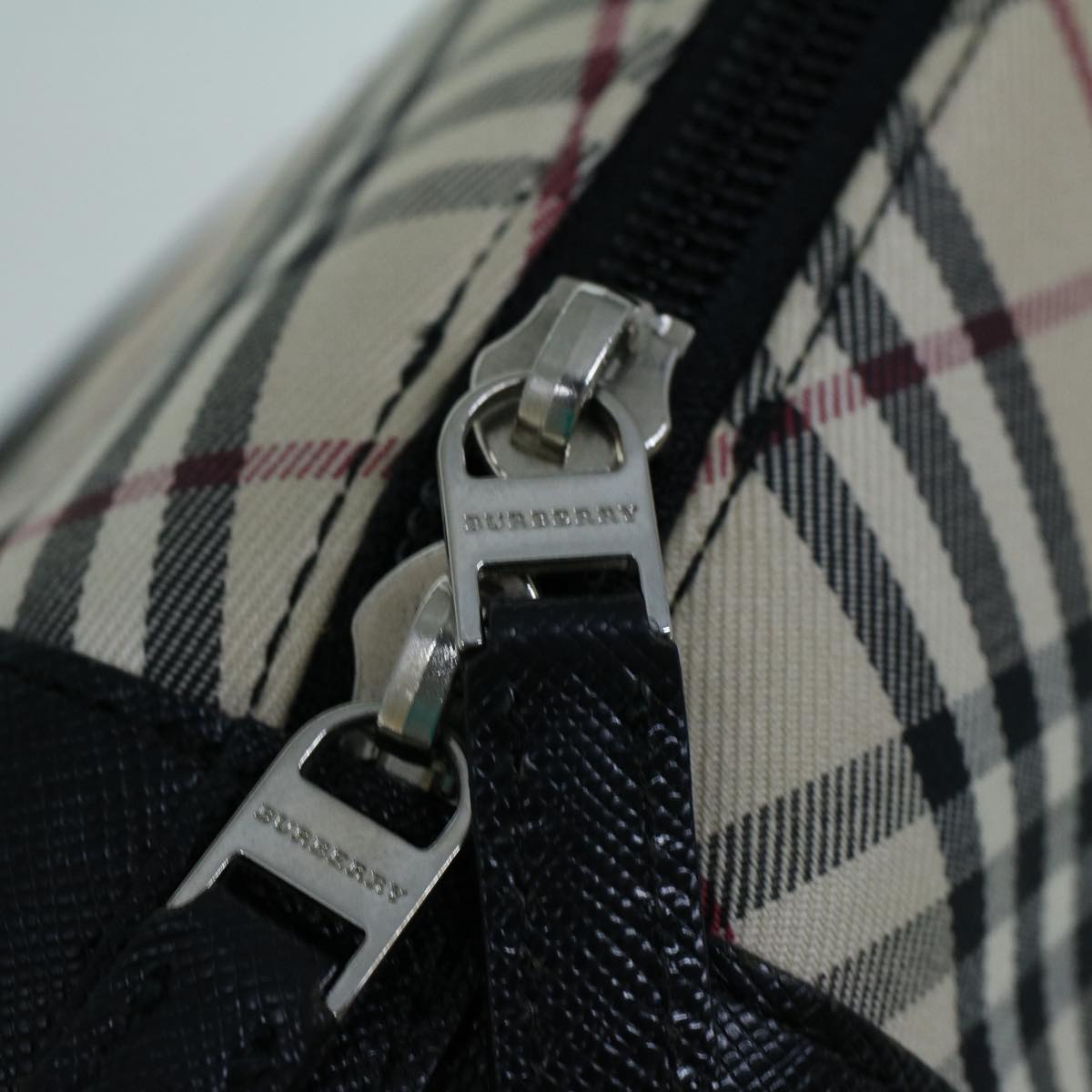 BURBERRY Nova Check Hand Bag Nylon Leather Beige Auth 57182