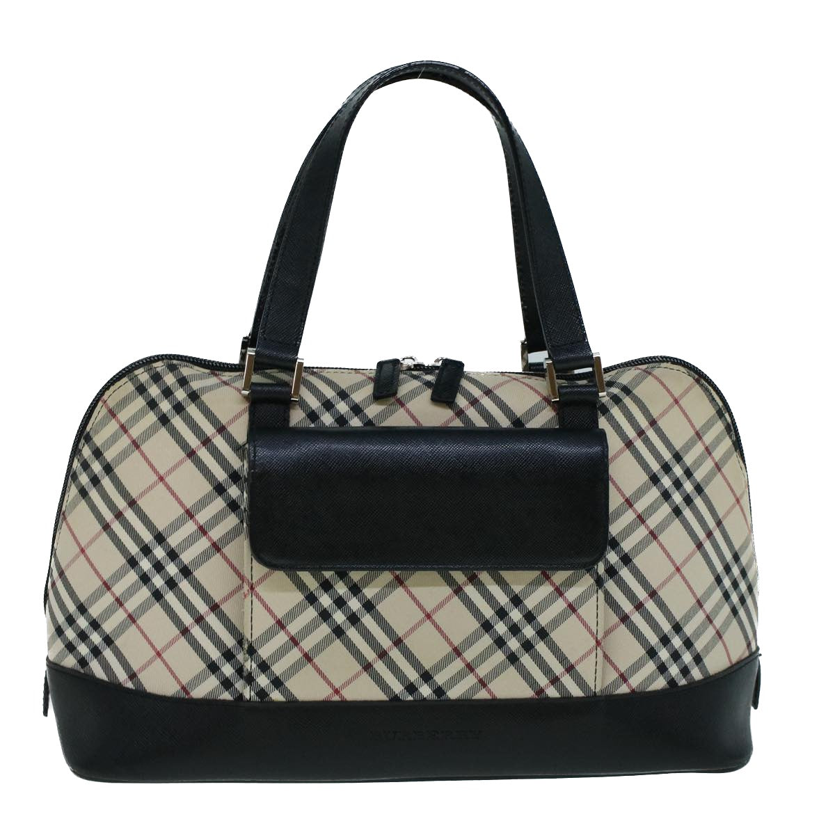 BURBERRY Nova Check Hand Bag Nylon Leather Beige Auth 57182