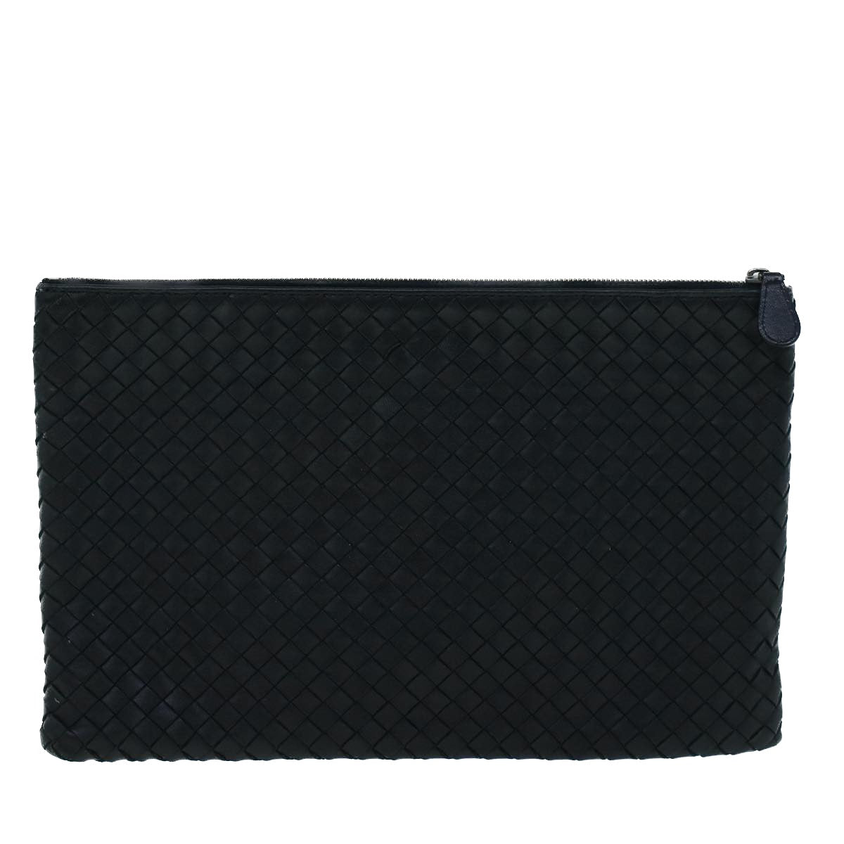 BOTTEGA VENETA INTRECCIATO Clutch Bag Leather Black Auth 57184 - 0