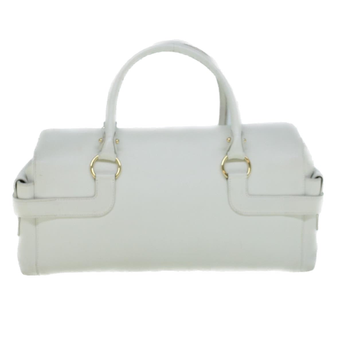 Salvatore Ferragamo Gancini Shoulder Bag Leather White Auth 57191 - 0