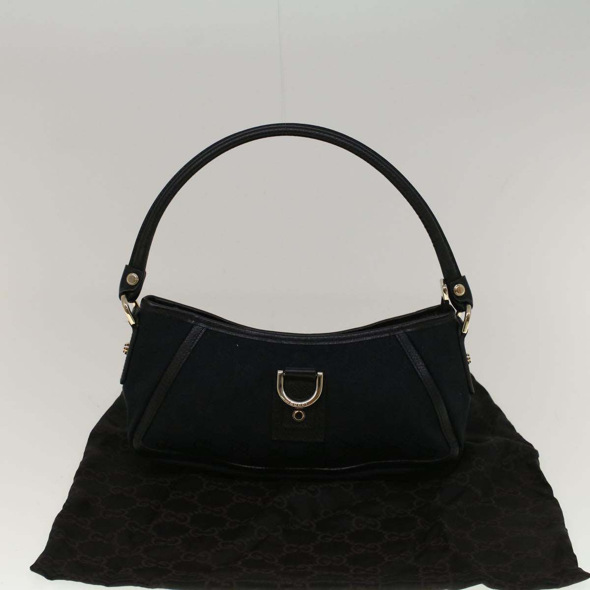 GUCCI GG Canvas Abbey Shoulder Bag Black 130939 Auth 57216