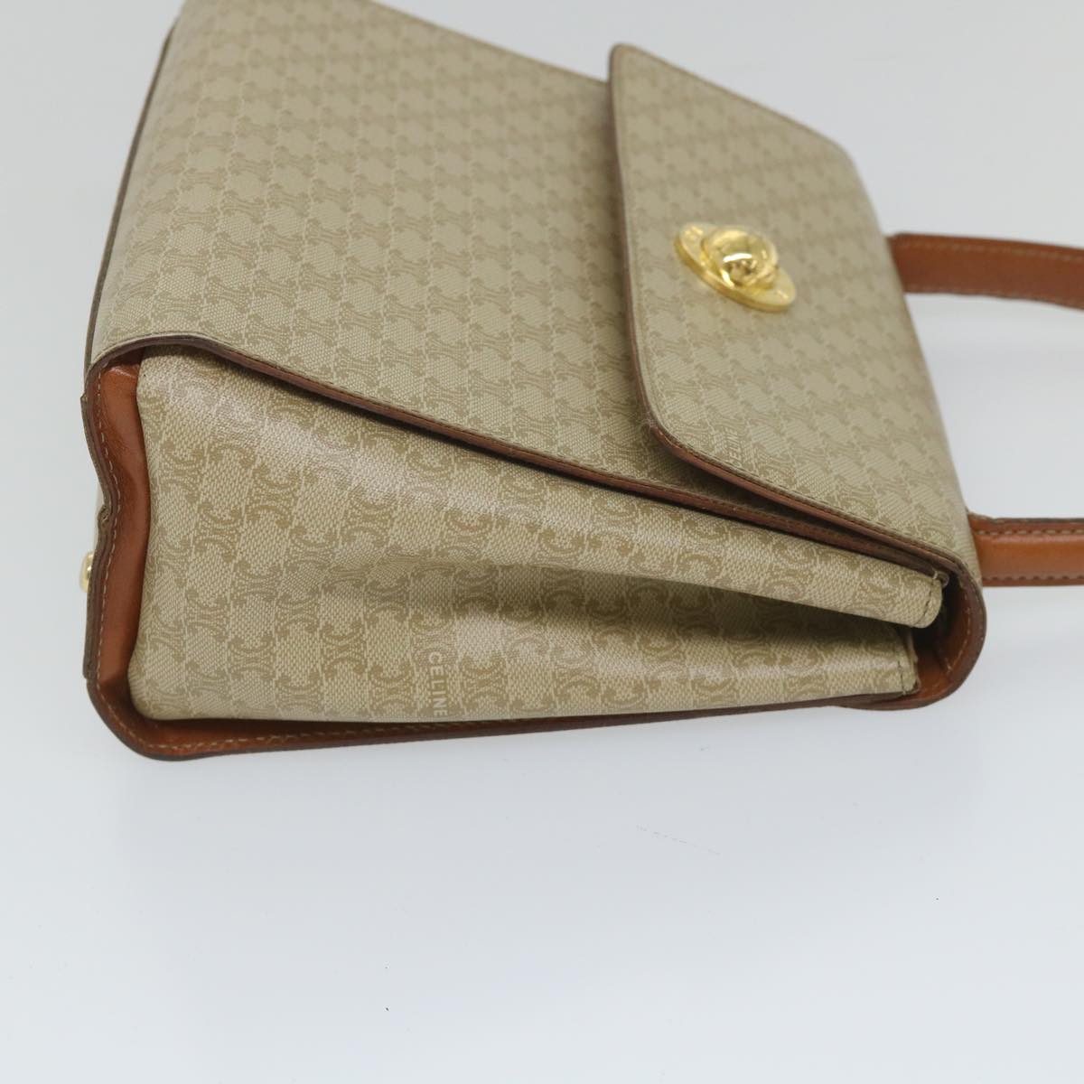 CELINE Macadam Canvas Hand Bag 2way Beige Auth 57217