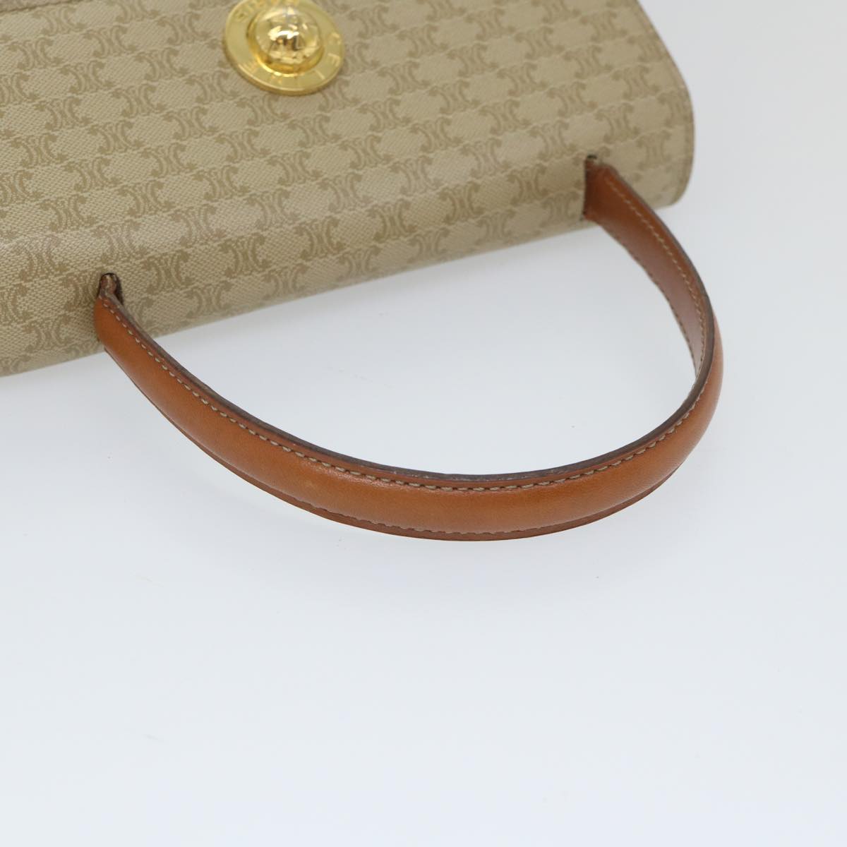 CELINE Macadam Canvas Hand Bag 2way Beige Auth 57217