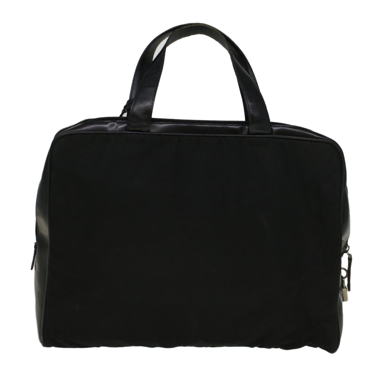 PRADA Hand Bag Nylon Leather Black Auth 57232 - 0