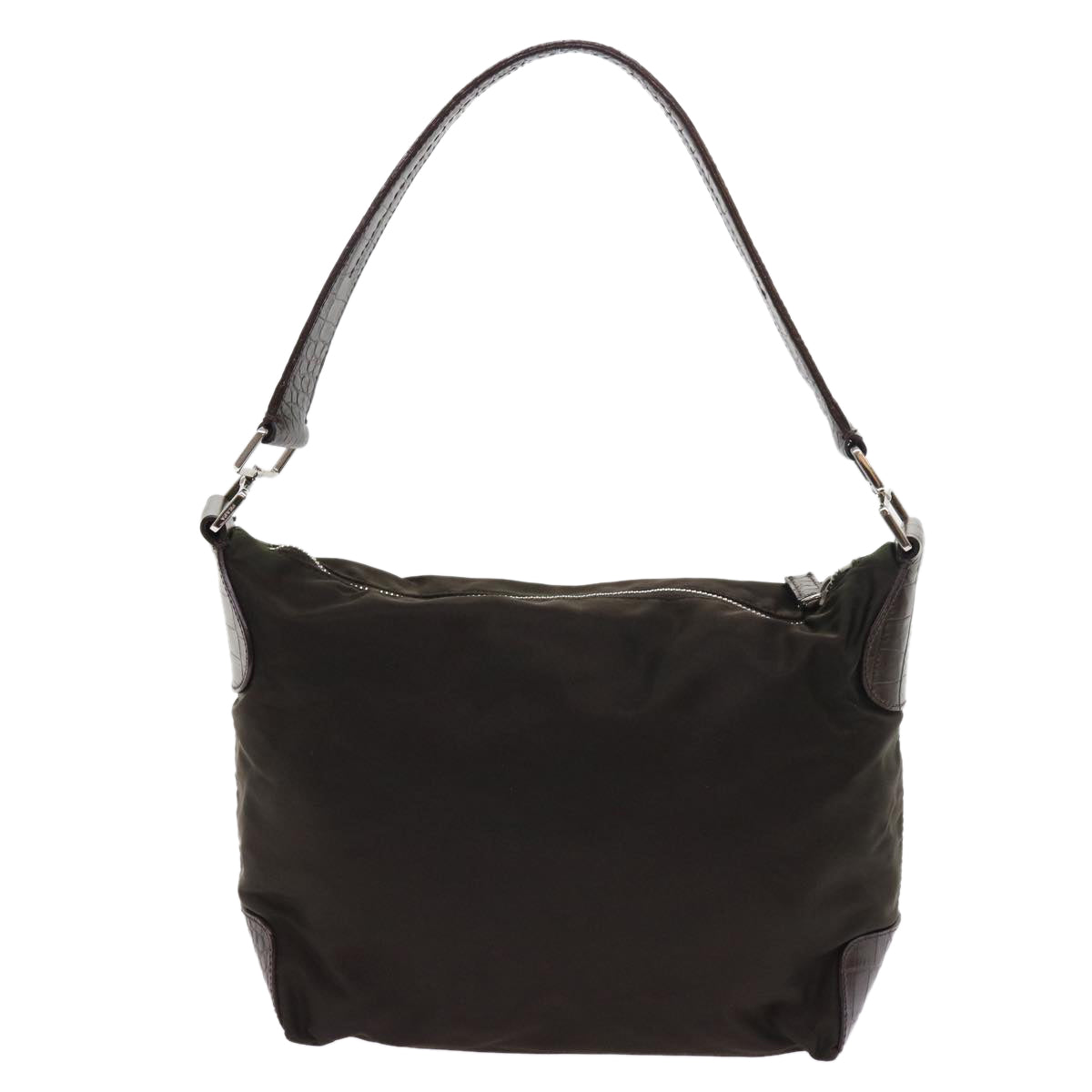 PRADA Shoulder Bag Nylon Leather Brown Auth 57234 - 0