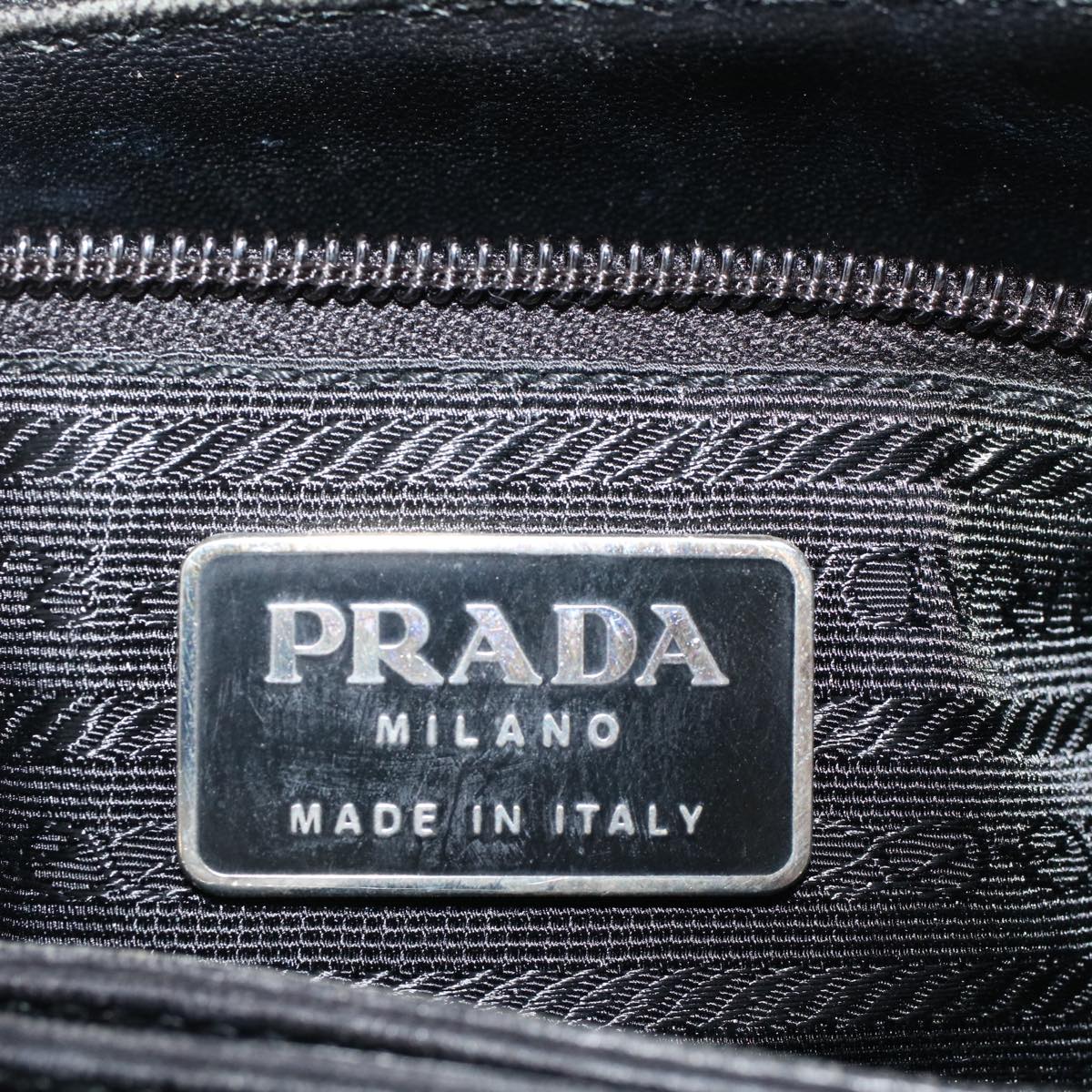 PRADA Hand Bag Nylon Leather Black Auth 57236