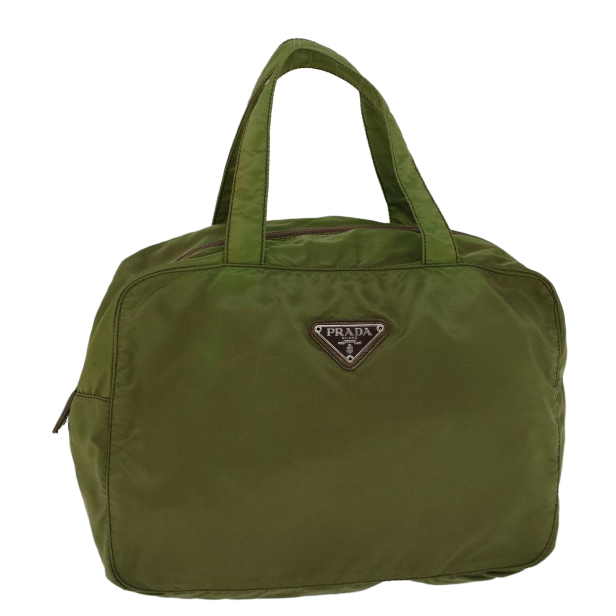 PRADA Hand Bag Nylon Green Auth 57241