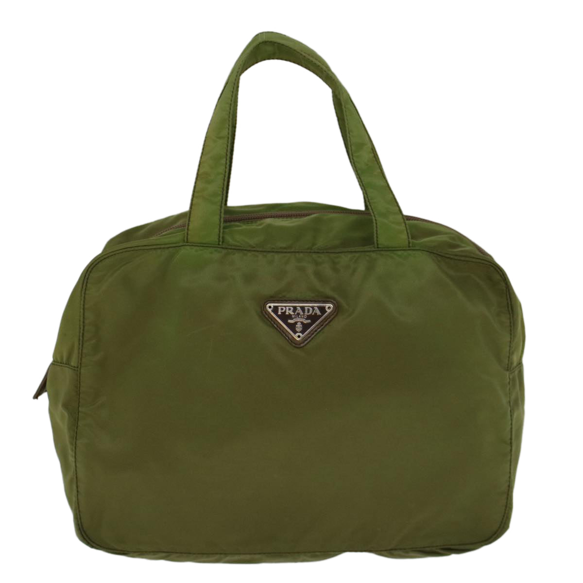 PRADA Hand Bag Nylon Green Auth 57241