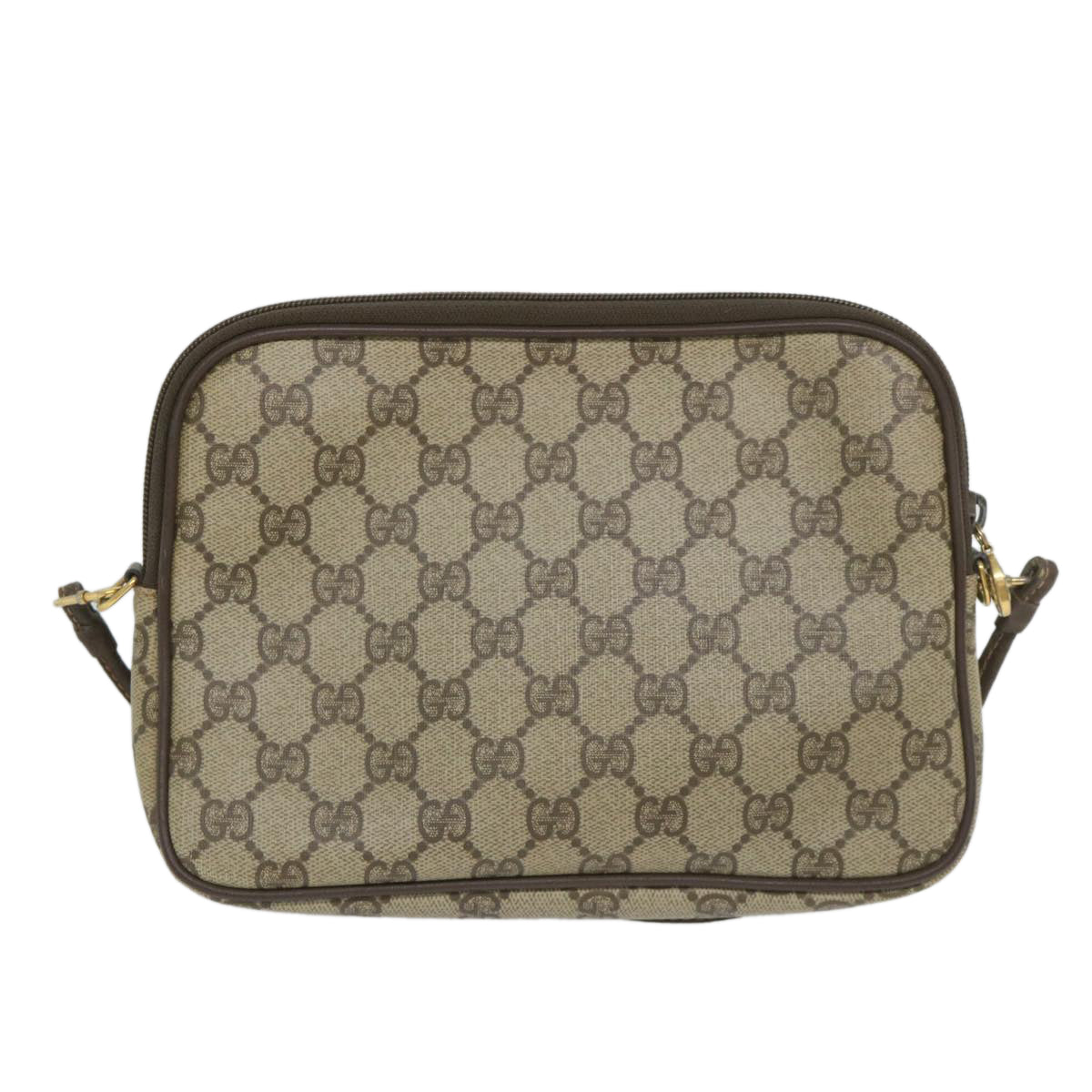 GUCCI GG Canvas Shoulder Bag PVC Leather Beige Auth 57244