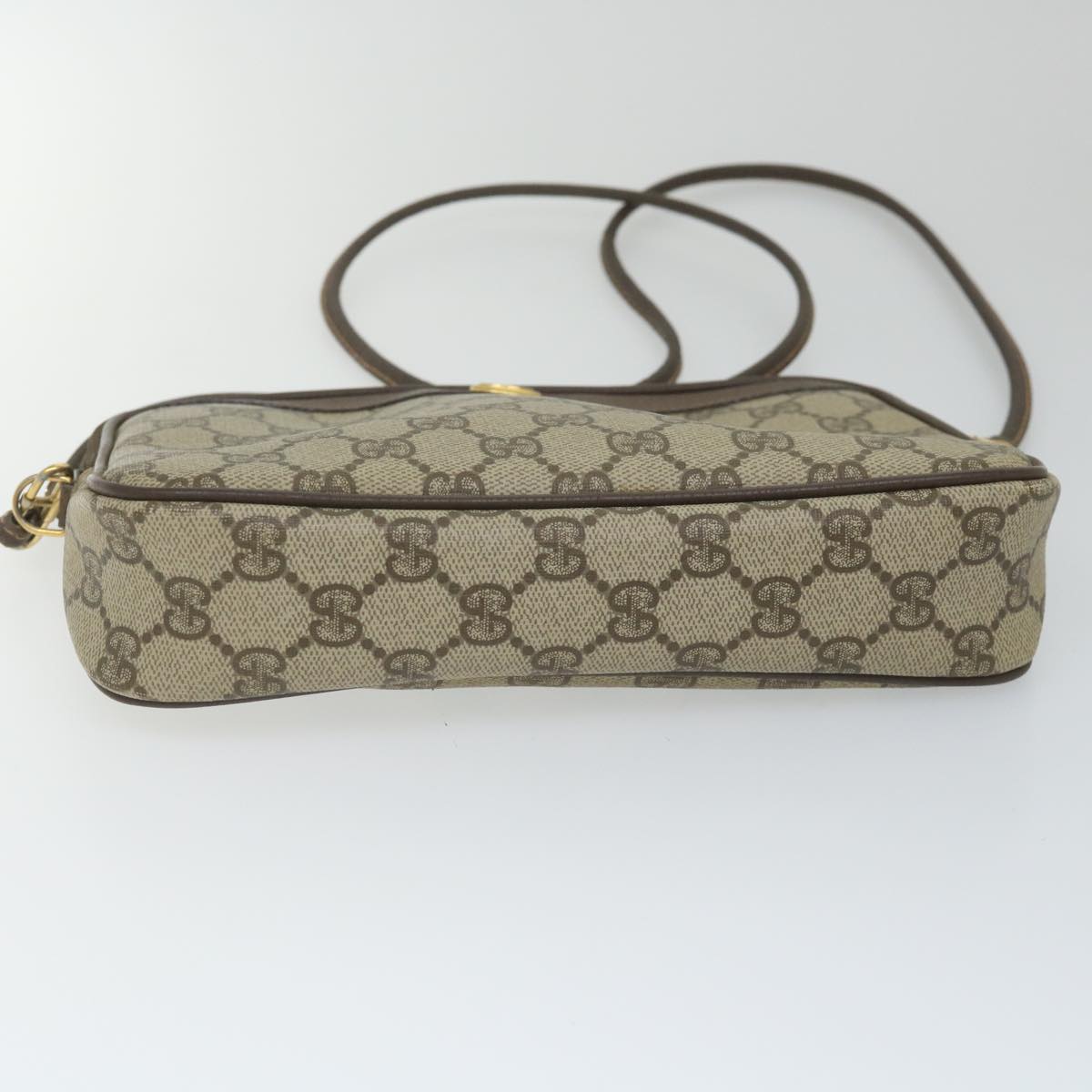 GUCCI GG Canvas Shoulder Bag PVC Leather Beige Auth 57244