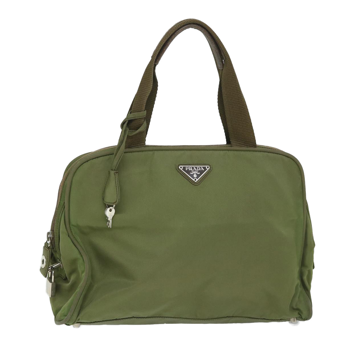 PRADA Hand Bag Nylon Khaki Auth 57260