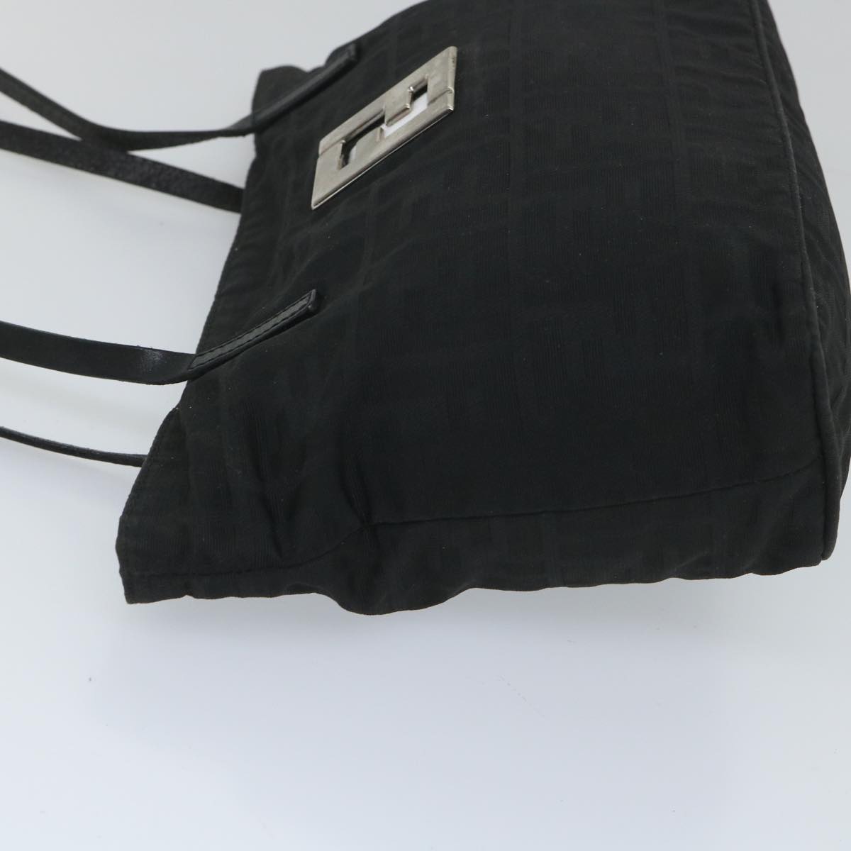 FENDI Zucca Canvas Shoulder Bag Black Auth 57278