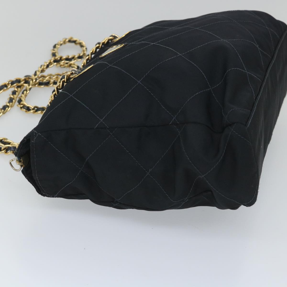 PRADA Quilted Chain Shoulder Bag Nylon Navy Auth 57294