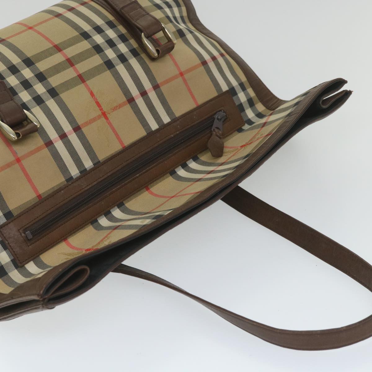 Burberrys Nova Check Shoulder Bag Canvas Beige Brown Auth 57297