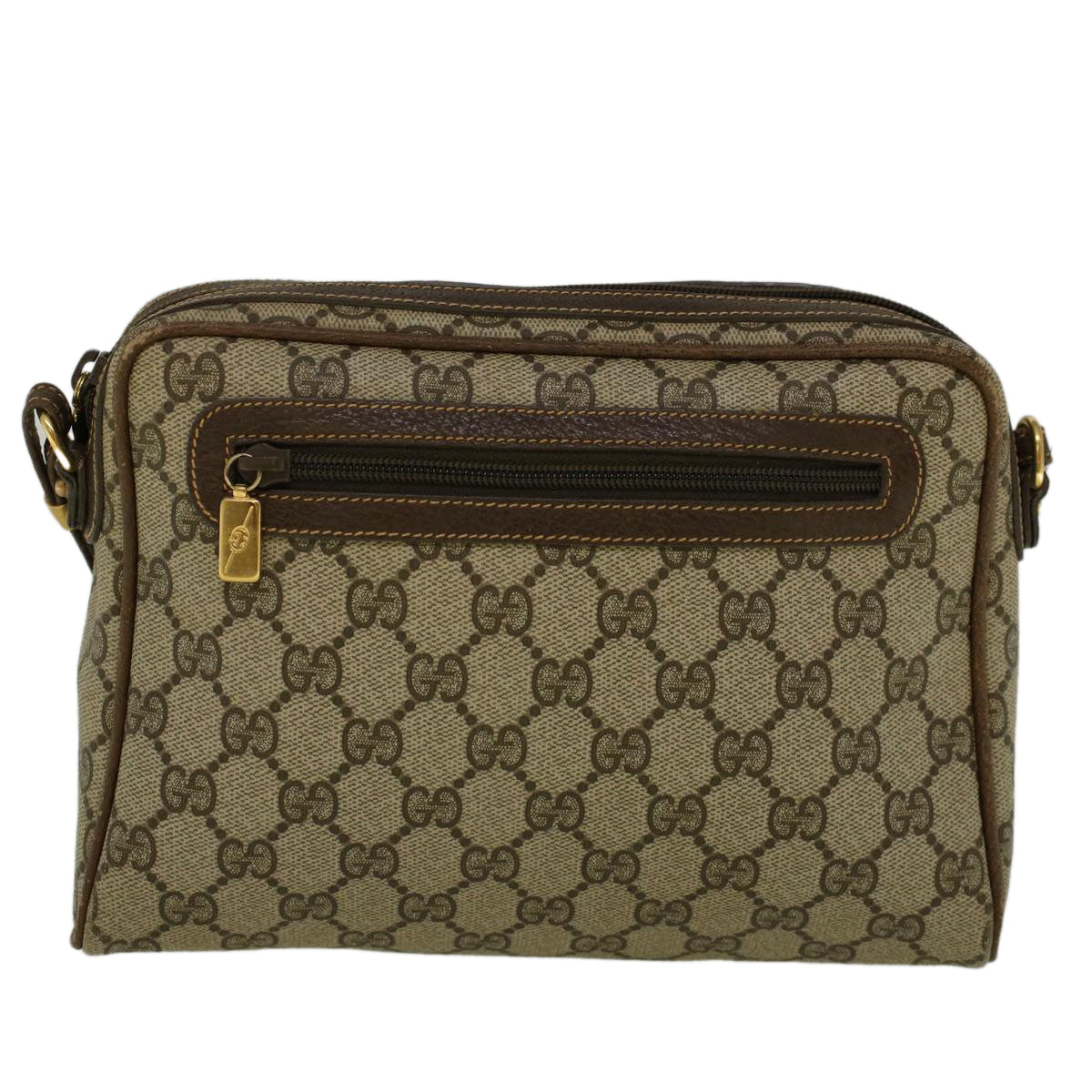 GUCCI GG Canvas Shoulder Bag PVC Leather Beige Brown Auth 57299 - 0