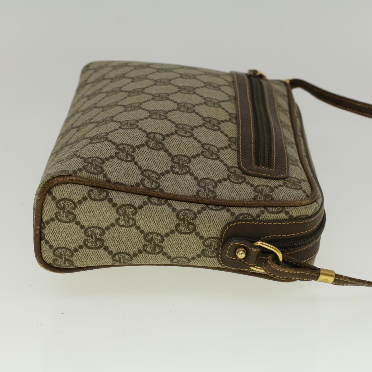 GUCCI GG Canvas Shoulder Bag PVC Leather Beige Brown Auth 57299