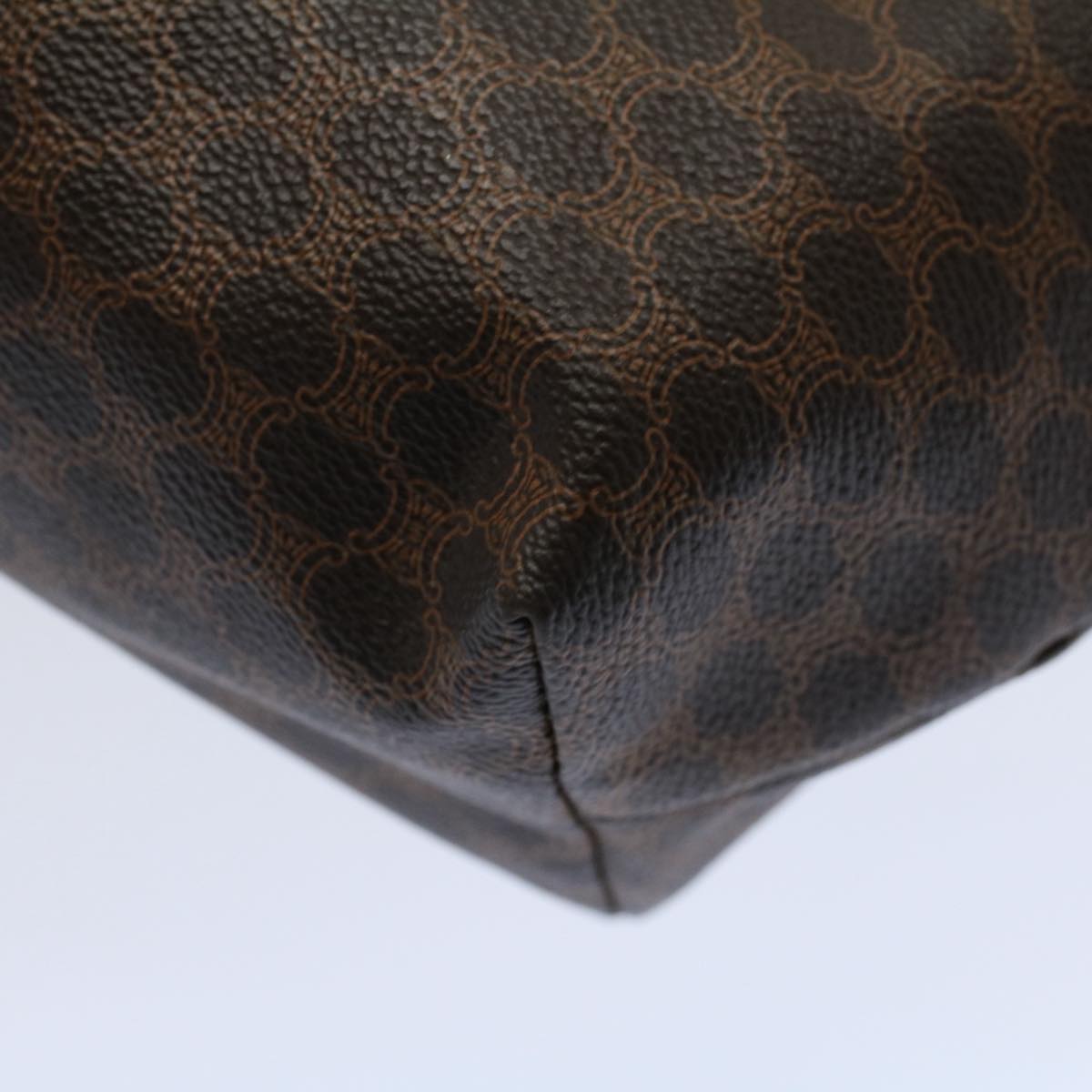 CELINE Macadam Canvas Pouch PVC Leather Brown Auth 57303