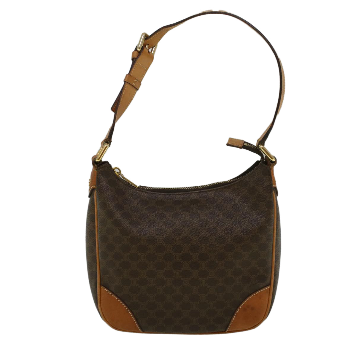 CELINE Macadam Canvas Shoulder Bag PVC Leather Brown Auth 57306 - 0