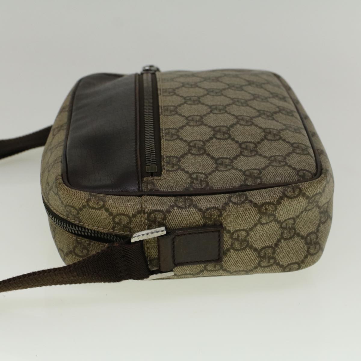 GUCCI GG Canvas Shoulder Bag PVC Leather Beige Brown 114291 Auth 57312