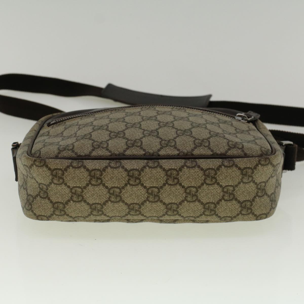 GUCCI GG Canvas Shoulder Bag PVC Leather Beige Brown 114291 Auth 57312