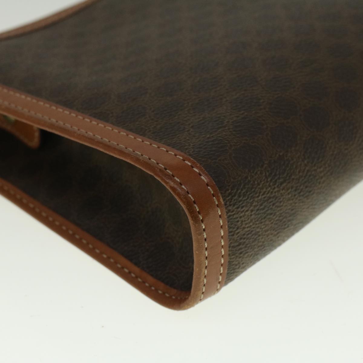 CELINE Macadam Canvas Clutch Bag PVC Leather Brown Auth 57314