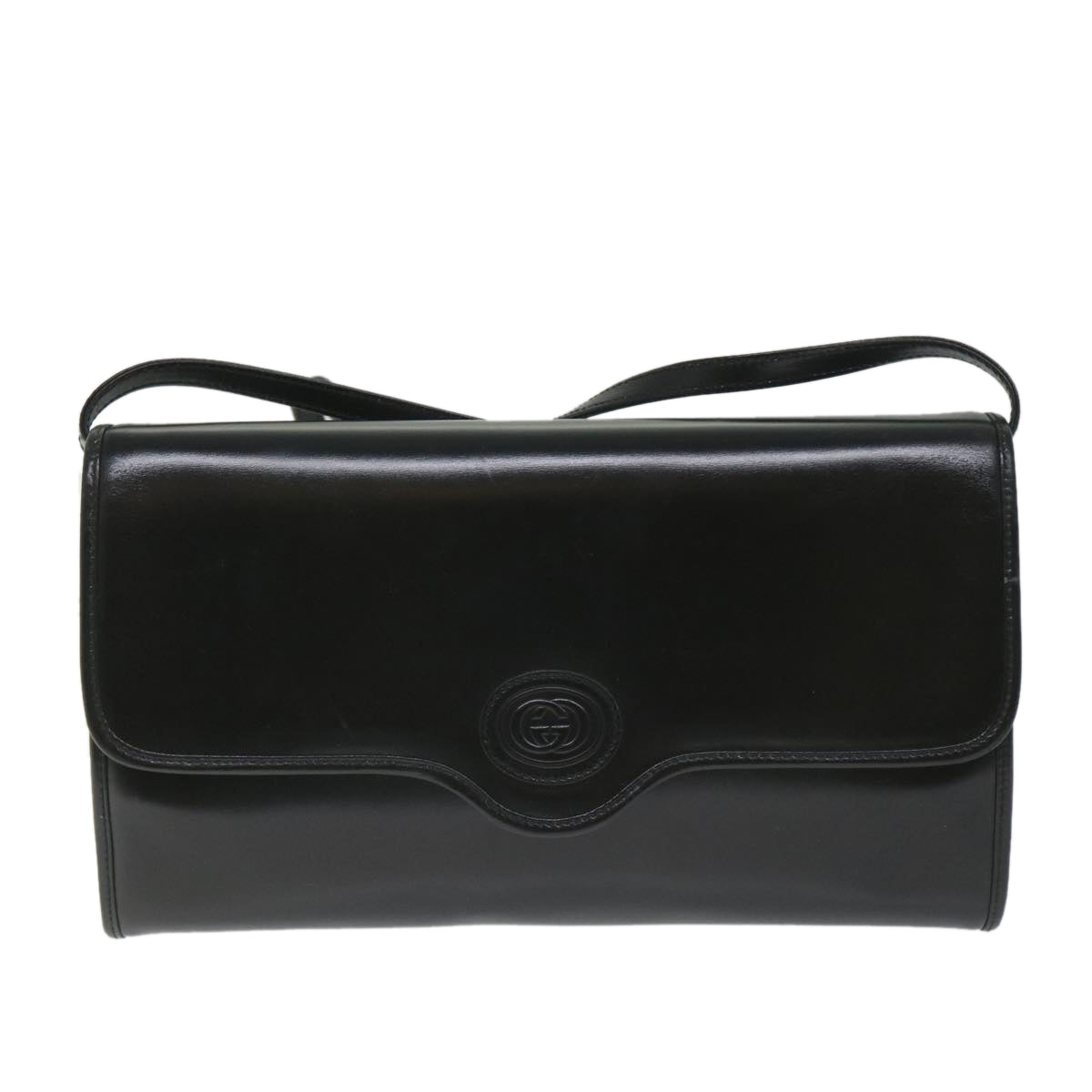 GUCCI Shoulder Bag Leather Black Auth 57326