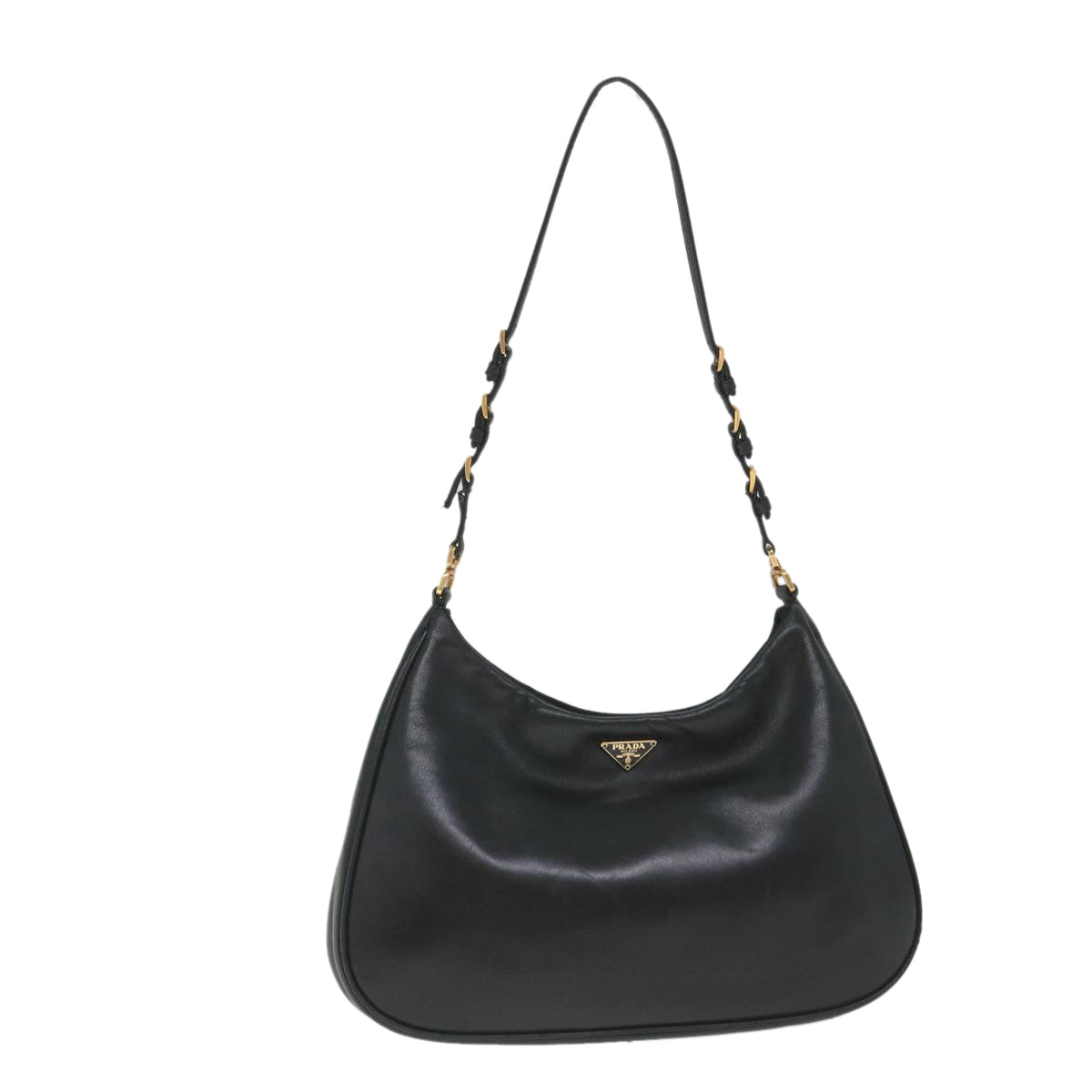 PRADA Shoulder Bag Leather Black Auth 57328