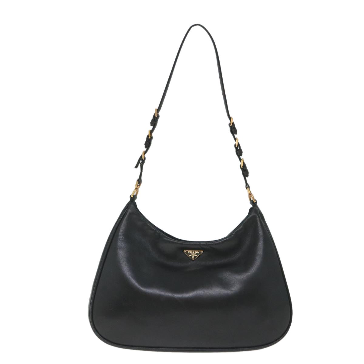 PRADA Shoulder Bag Leather Black Auth 57328